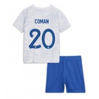 Echipament fotbal Franţa Kingsley Coman #20 Tricou Deplasare Mondial 2022 pentru copii maneca scurta (+ Pantaloni scurti)